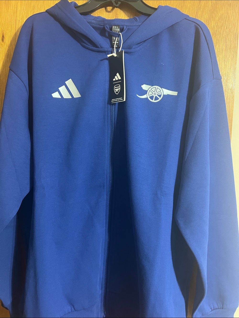 NWT adidas Arsenal FC 2024/25 Anthem Jacket Royal Blue Full-Zip Hoodie